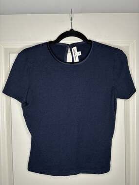 Heidi Weisel VTG 100% Cashmere Short Sleeve Top in Navy Size 6